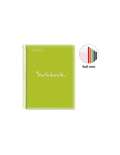 Cuaderno espiral miquelrius notebook a4 tapa polipropileno 120 hojas cuadro 5mm 90 gr emotions