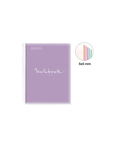 Cuaderno espiral miquelrius notebook a4 tapa polipropileno 120 hojas cuadro 5mm 90 gr emotions