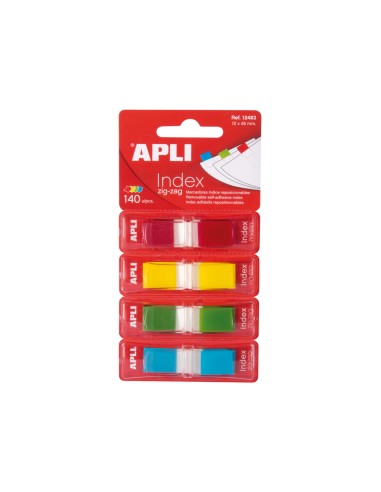 Banderitas separadoras apli film zig zag 45x12 mm pack de 4 colores x 35 hojas