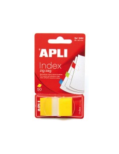 Banderitas separadoras apli amarillas zig zag 45x25 mm dispensador de 50 unidades