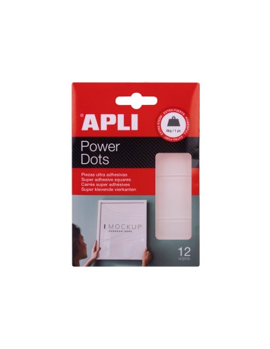Sujetacosa apli masilla adhesiva power dots removible doble cara blister de 12 unidades