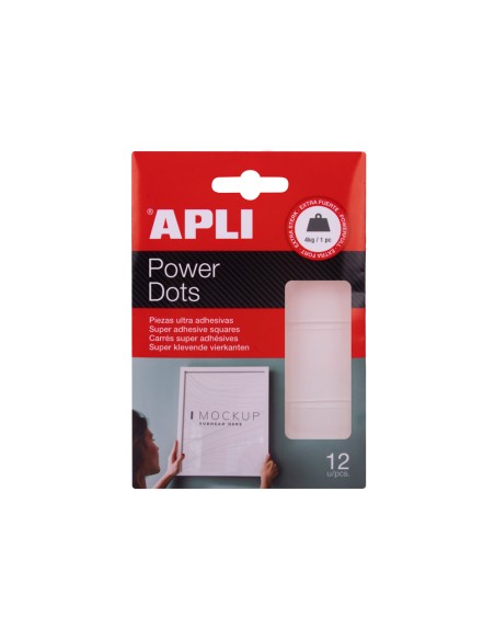 Sujetacosa apli masilla adhesiva power dots removible doble cara blister de 12 unidades