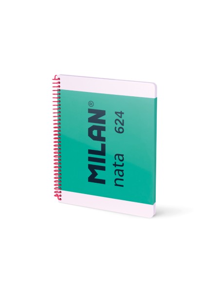 Cuaderno espiral milan serie nata 624 since 1918 din a4 tapa dura 80 hojas 95 gr cuadro 5 mm color verde