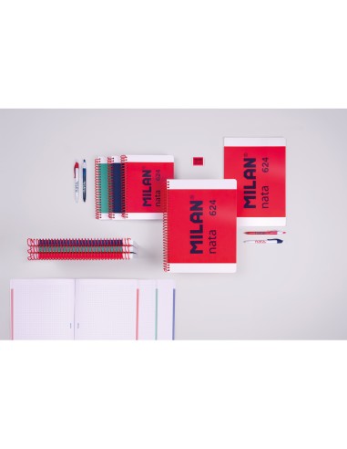 Cuaderno espiral milan serie nata 624 since 1918 din a4 tapa dura 80 hojas 95 gr cuadro 5 mm color verde