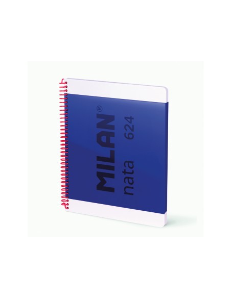 Cuaderno espiral milan serie nata 624 since 1918 din a4 tapa dura 80 hojas 95 gr cuadro 5 mm color azul