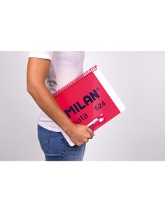 Cuaderno espiral milan serie nata 624 since 1918 din a4 tapa dura 80 hojas 95 gr cuadro 5 mm color azul