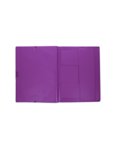 Carpeta goma grafoplas folio forrada 3 solapas pvc violeta