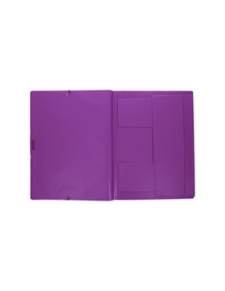 Carpeta goma grafoplas folio forrada 3 solapas pvc violeta