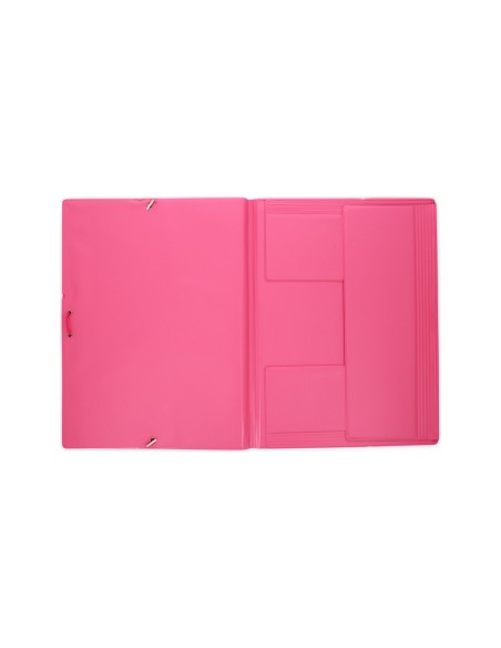 Carpeta goma grafoplas folio forrada 3 solapas pvc rosa