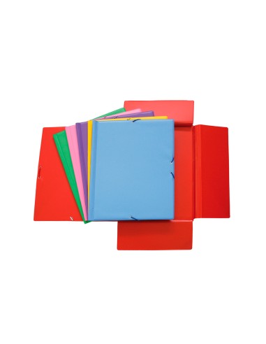 Carpeta goma grafoplas folio forrada 3 solapas pvc rojo claro