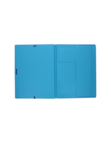 Carpeta goma grafoplas folio forrada 3 solapas pvc azul claro