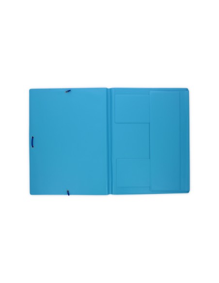 Carpeta goma grafoplas folio forrada 3 solapas pvc azul claro