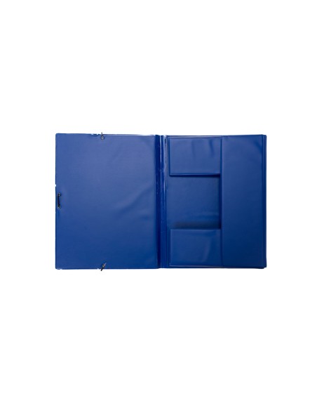 Carpeta goma grafoplas folio forrada 3 solapas pvc azul