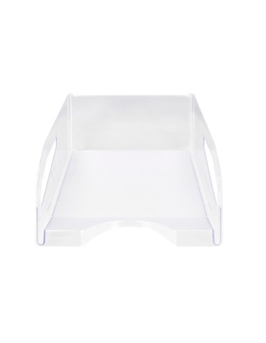 Bandeja sobremesa plastico q connect gran capacidad con asa transparente 386x270x115mm