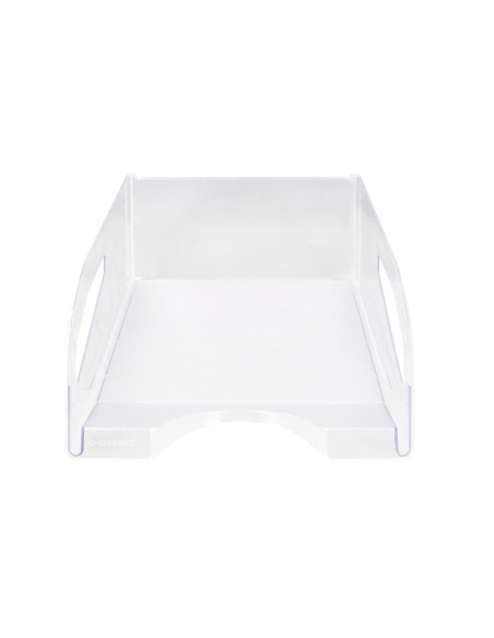 Bandeja sobremesa plastico q connect gran capacidad con asa transparente 386x270x115mm