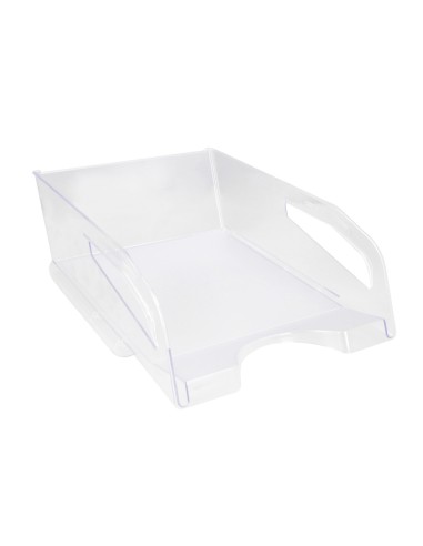 Bandeja sobremesa plastico q connect gran capacidad con asa transparente 386x270x115mm