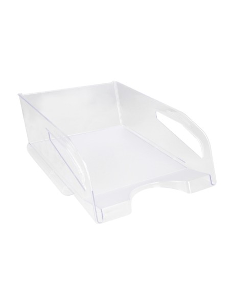 Bandeja sobremesa plastico q connect gran capacidad con asa transparente 386x270x115mm