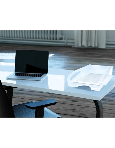 Bandeja sobremesa plastico q connect gran capacidad con asa transparente 386x270x115mm