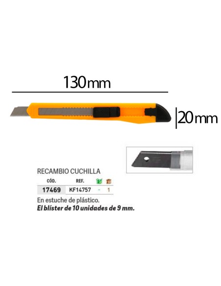 Cuter q connect plastico estrecho cuchilla 9 mm xd 05 caja de 60 unidades
