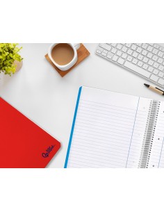 Cuaderno espiral liderpapel a4 micro smart tapa blanda 80h 75gr horizontal 7mm doble margen 4 taladros colores