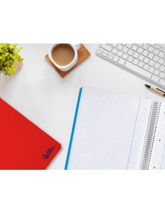 Cuaderno espiral liderpapel a4 micro smart tapa blanda 80h 75gr cuadro 5mm doble margen 4 taladros colores