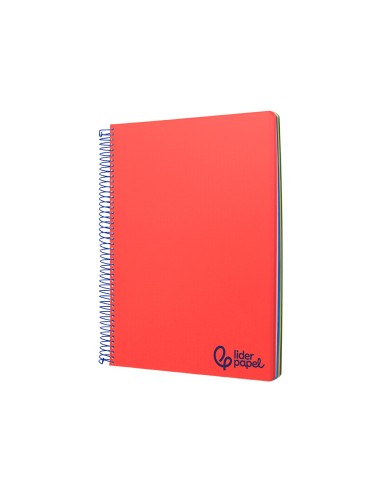 Cuaderno espiral liderpapel a4 micro wonder tapa plastico 120h 90 gr horizontal 5 bandas 4 taladros colores