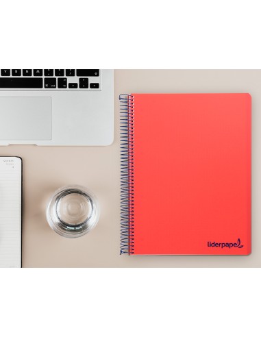 Cuaderno espiral liderpapel a4 micro wonder tapa plastico 120h 90 gr horizontal 5 bandas 4 taladros colores