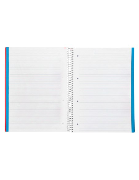Cuaderno espiral liderpapel a4 micro wonder tapa plastico 120h 90 gr horizontal 5 bandas 4 taladros colores