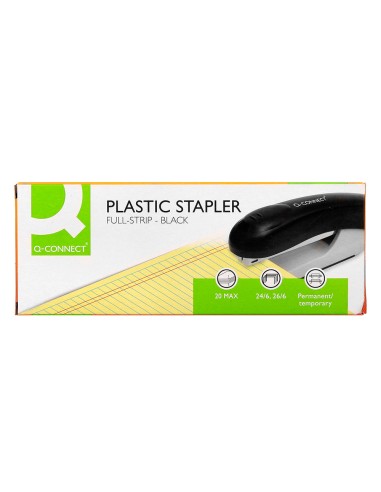 Grapadora q connect kf14207 plastico abs negra capacidad 20 hojas