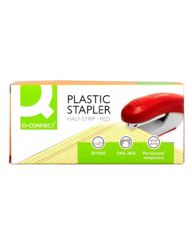 Grapadora q connect kf14206 plastico abs roja capacidad 20 hojas