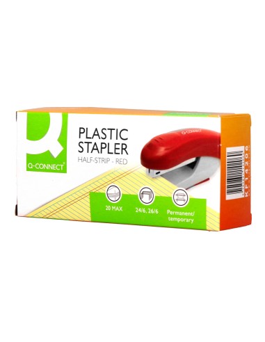 Grapadora q connect kf14206 plastico abs roja capacidad 20 hojas