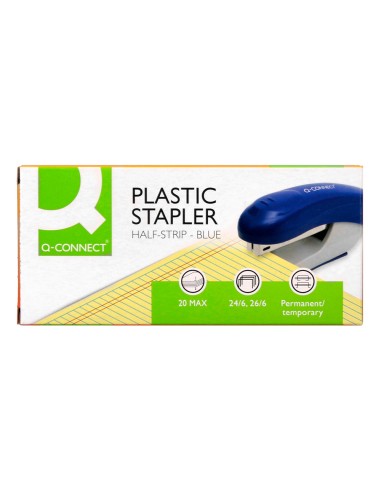 Grapadora q connect kf14205 plastico abs azul capacidad 20 hojas