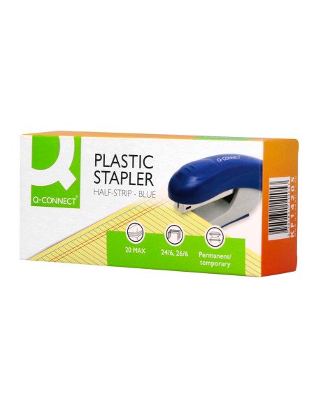 Grapadora q connect kf14205 plastico abs azul capacidad 20 hojas
