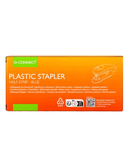 Grapadora q connect kf14205 plastico abs azul capacidad 20 hojas