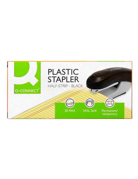 Grapadora q connect kf14204 plastico abs negra capacidad 20 hojas