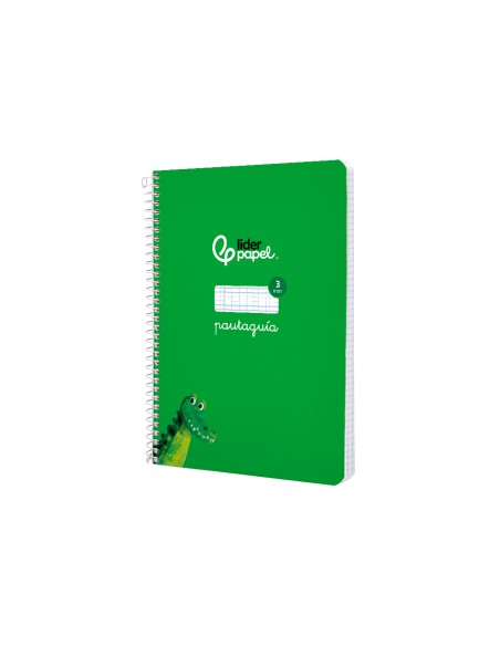 Cuaderno espiral liderpapel di n a5 pautaguia tapa blanda 40h 75 gr cuadro pautado 3mm color verde