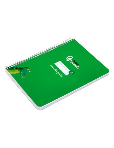 Cuaderno espiral liderpapel di n a5 pautaguia tapa blanda 40h 75 gr cuadro pautado 3mm color verde