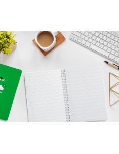 Cuaderno espiral liderpapel di n a5 pautaguia tapa blanda 40h 75 gr cuadro pautado 3mm color verde