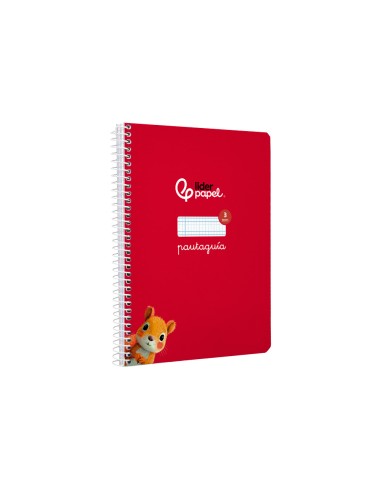 Cuaderno espiral liderpapel di n a5 pautaguia tapa blanda 40h 75 gr cuadro pautado 3mm color rojo