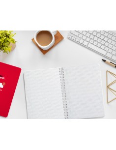 Cuaderno espiral liderpapel di n a5 pautaguia tapa blanda 40h 75 gr cuadro pautado 3mm color rojo