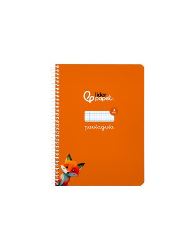 Cuaderno espiral liderpapel di n a5 pautaguia tapa blanda 40h 75 gr cuadro pautado 3mm color naranja