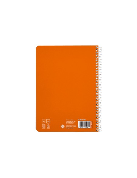 Cuaderno espiral liderpapel di n a5 pautaguia tapa blanda 40h 75 gr cuadro pautado 3mm color naranja