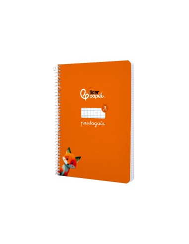 Cuaderno espiral liderpapel di n a5 pautaguia tapa blanda 40h 75 gr cuadro pautado 3mm color naranja