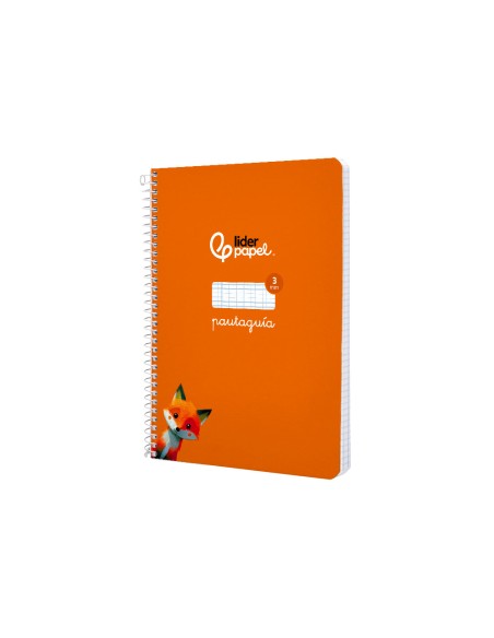 Cuaderno espiral liderpapel di n a5 pautaguia tapa blanda 40h 75 gr cuadro pautado 3mm color naranja