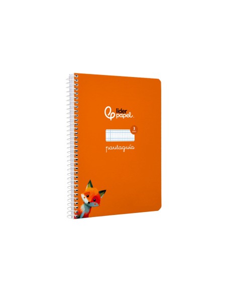 Cuaderno espiral liderpapel di n a5 pautaguia tapa blanda 40h 75 gr cuadro pautado 3mm color naranja