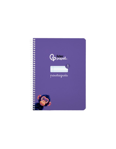 Cuaderno espiral liderpapel di n a5 pautaguia tapa blanda 40h 75 gr cuadro pautado 3mm color lila
