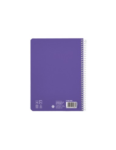 Cuaderno espiral liderpapel di n a5 pautaguia tapa blanda 40h 75 gr cuadro pautado 3mm color lila