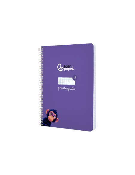 Cuaderno espiral liderpapel di n a5 pautaguia tapa blanda 40h 75 gr cuadro pautado 3mm color lila