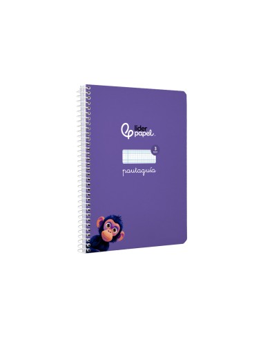 Cuaderno espiral liderpapel di n a5 pautaguia tapa blanda 40h 75 gr cuadro pautado 3mm color lila