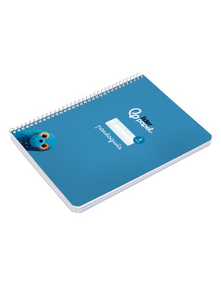 Cuaderno espiral liderpapel di n a5 pautaguia tapa blanda 40h 75 gr cuadro pautado 3mm color azul